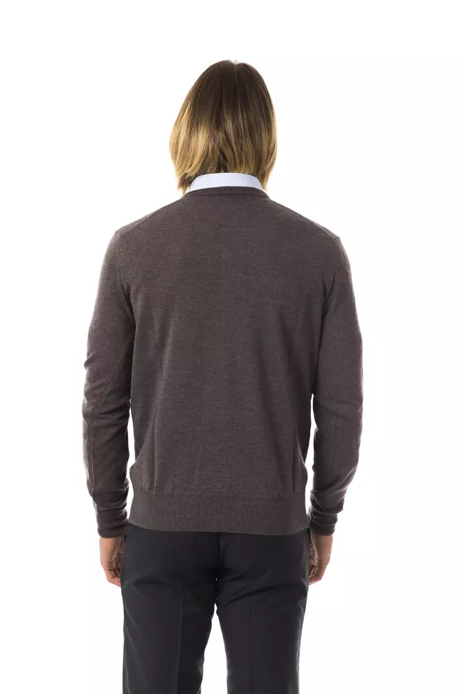 Uominitaliani Grey Merino Wool Sweater for Men