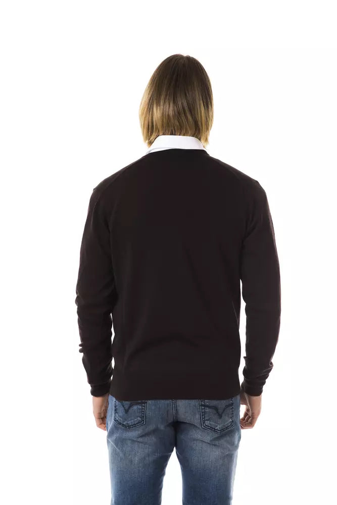 Uominitaliani Brown Merino Wool Sweater for Men