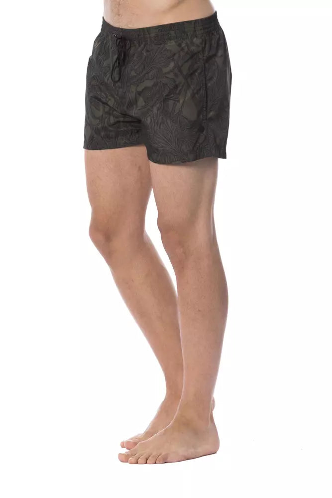 Roberto Cavalli Sport Army Polyester Men's Swim Trunks