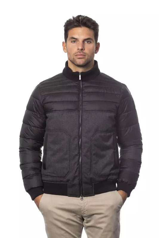 Verri Gray Polyester Men's Bomber Jacket