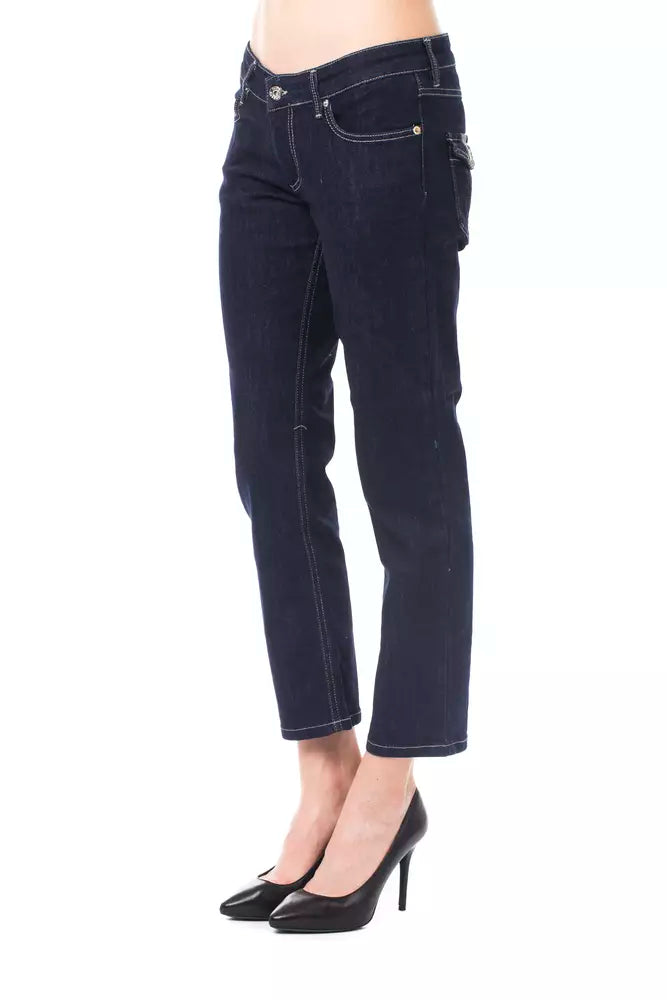 Ungaro Fever Blue Cotton Capri Jeans for Women