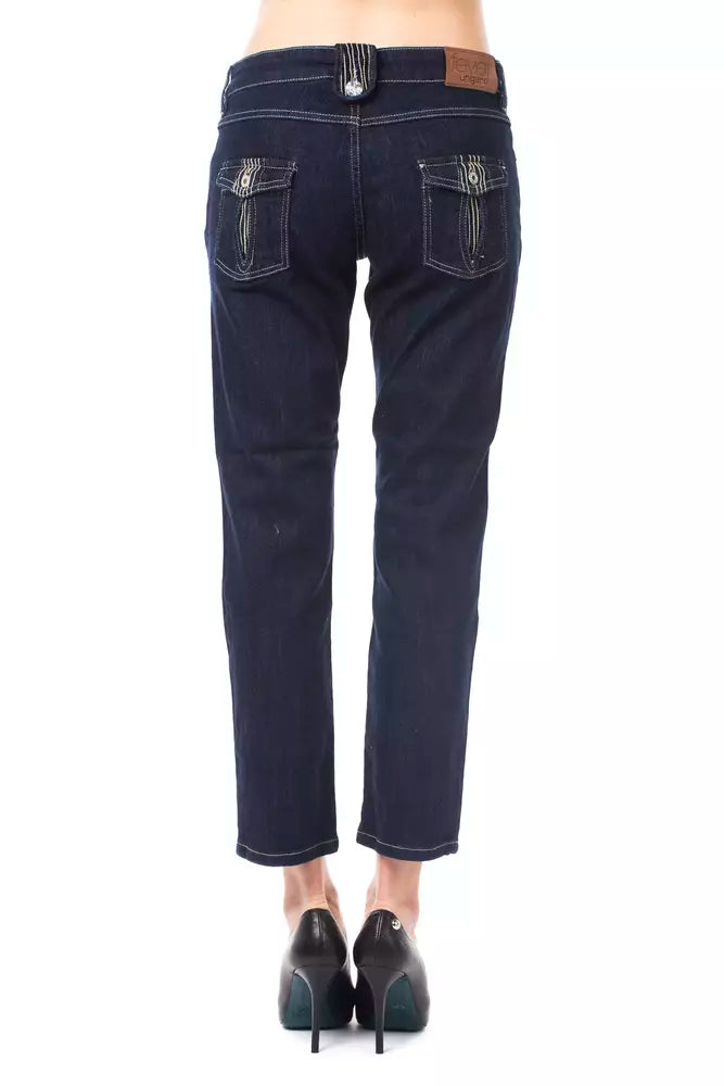 Ungaro Fever Blue Cotton Capri Jeans for Women