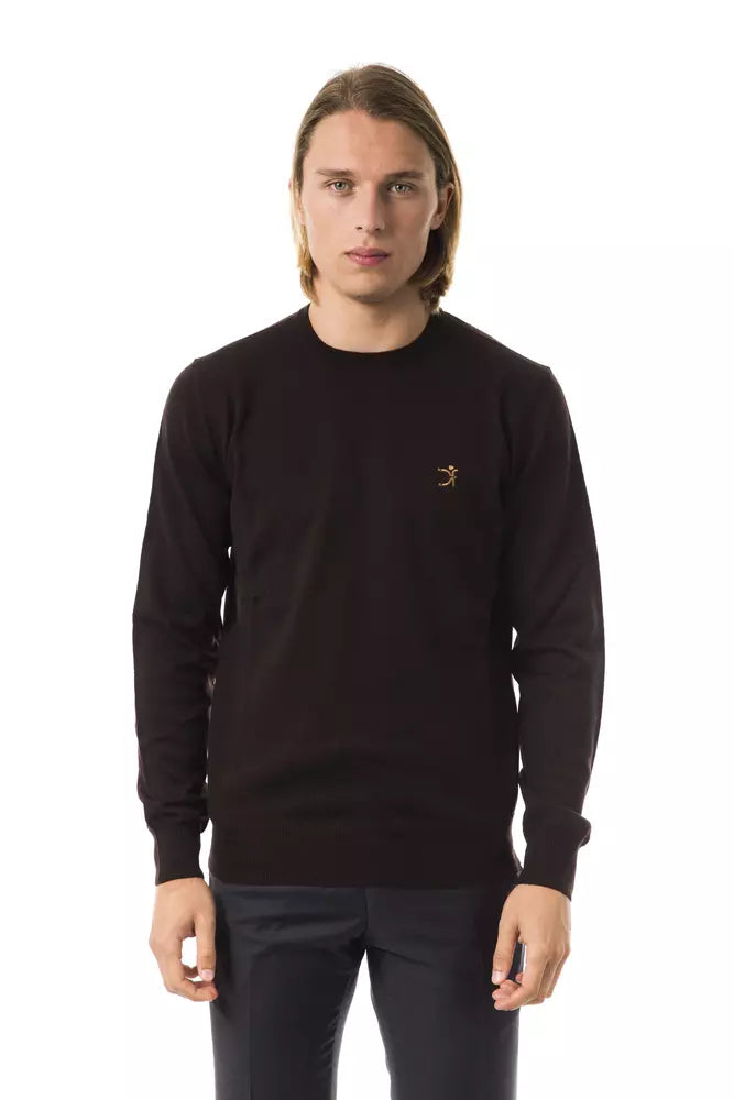 Uominitaliani Brown Merino Wool Sweater for Men