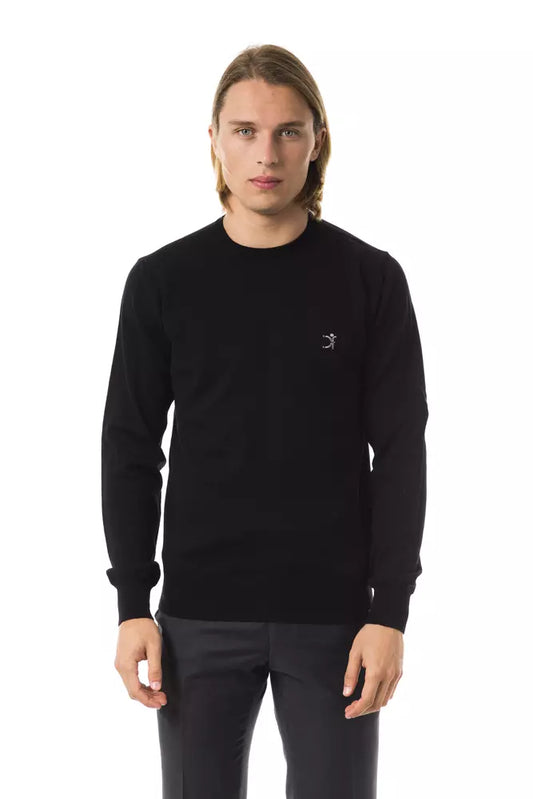 Uominitaliani Black Merino Wool Sweater for Men