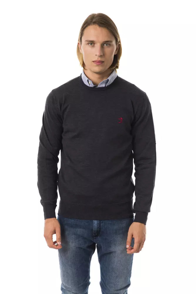 Uominitaliani Grey Merino Sweater for Men