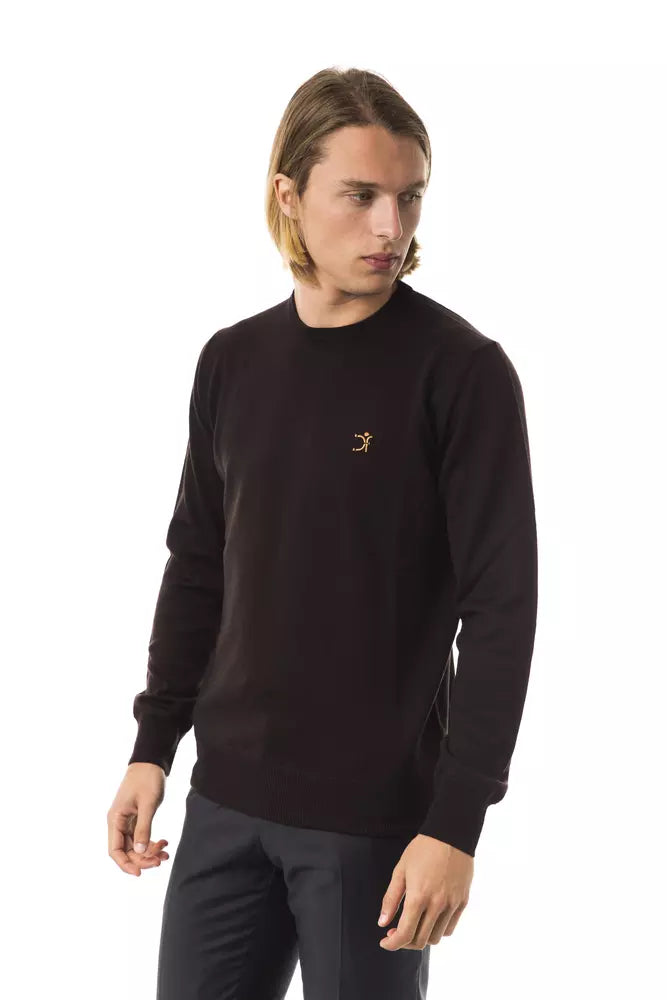 Uominitaliani Brown Merino Wool Sweater for Men