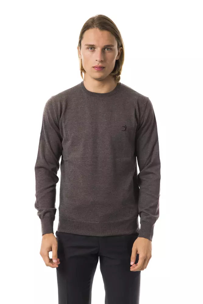 Uominitaliani Grey Merino Wool Sweater for Men