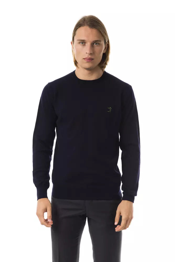 Uominitaliani Blue Merino Wool Sweater for Men