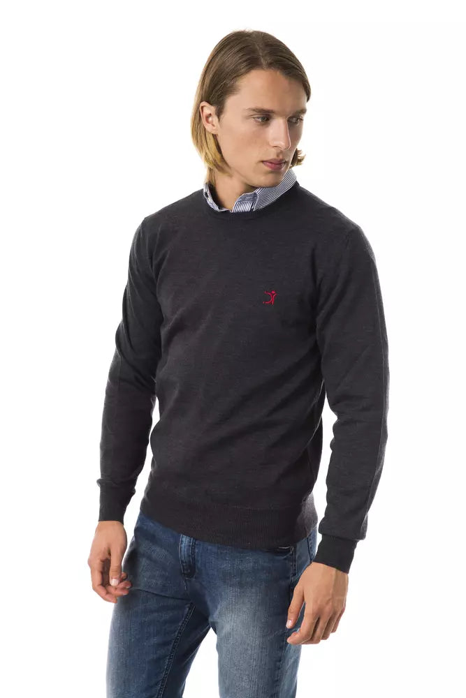 Uominitaliani Grey Merino Sweater for Men