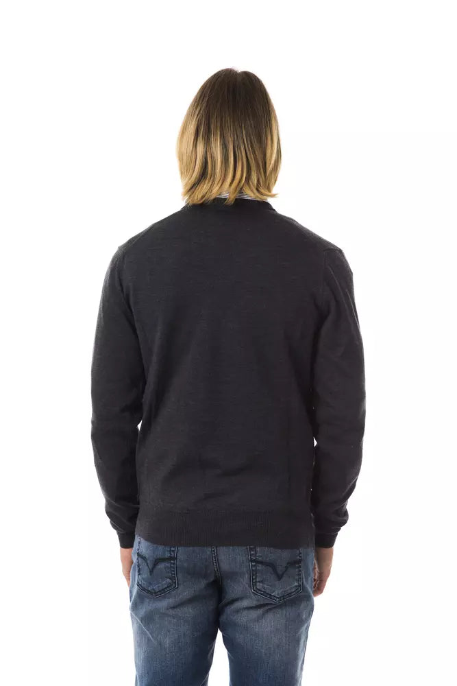 Uominitaliani Grey Merino Wool Sweater for Men