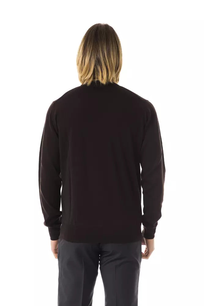 Uominitaliani Brown Merino Wool Sweater for Men