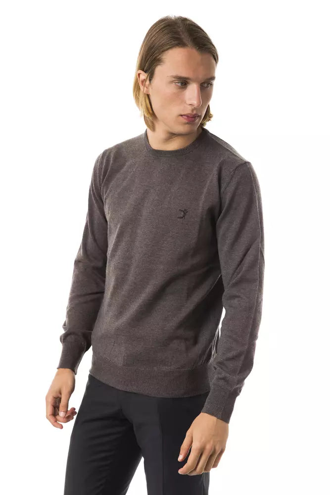 Uominitaliani Grey Merino Wool Sweater for Men