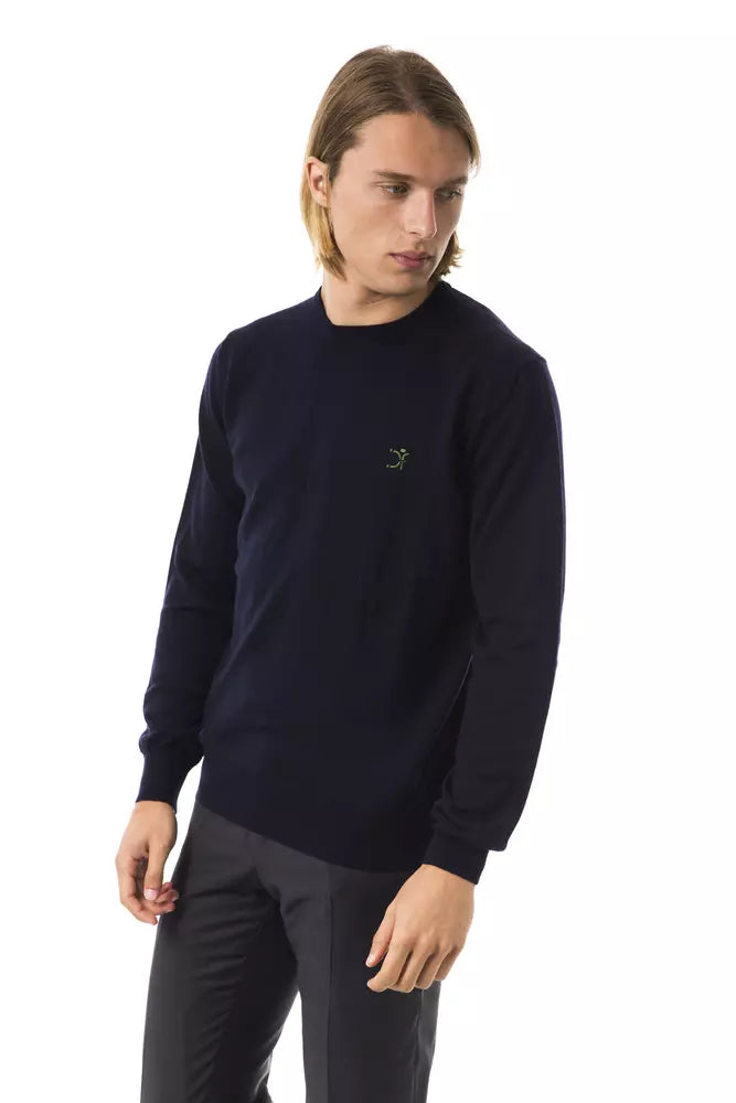 Uominitaliani Blue Merino Wool Sweater for Men