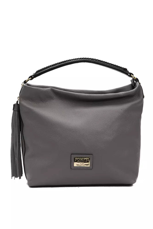 Pompei Donatella Grey Leather Women's Shoulder Bag