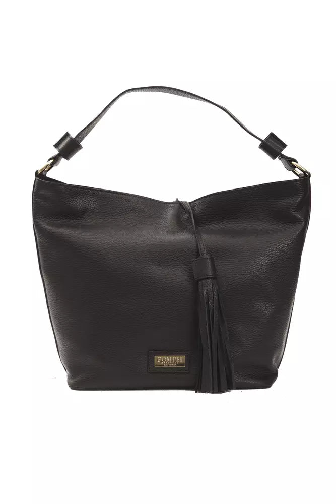 Pompei Donatella Black Leather Women's Shoulder Bag