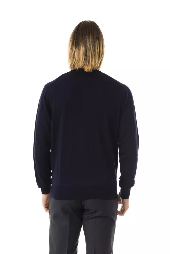 Uominitaliani Blue Merino Wool Sweater for Men