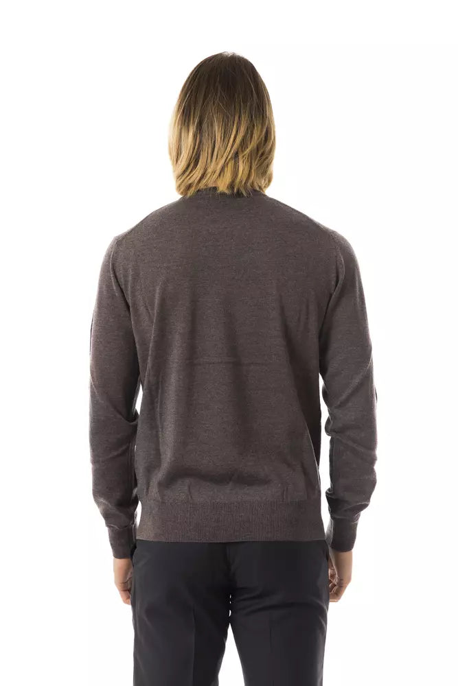 Uominitaliani Grey Merino Wool Sweater for Men