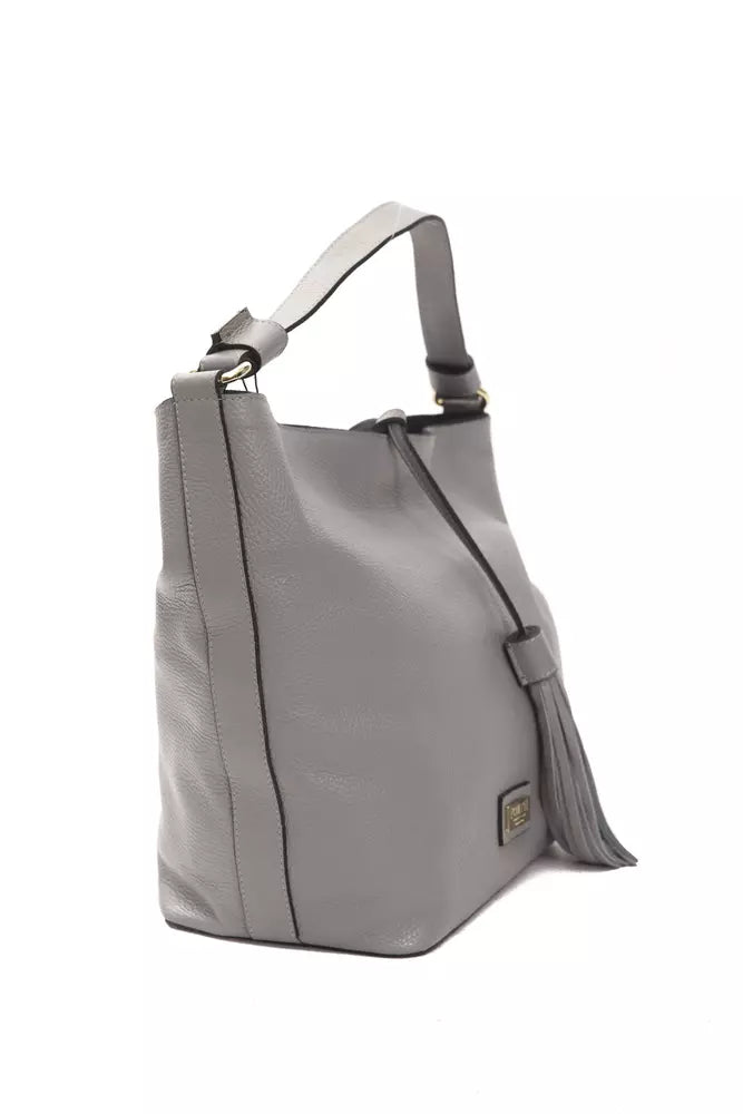 Pompei Donatella Grey Leather Women's Shoulder Bag