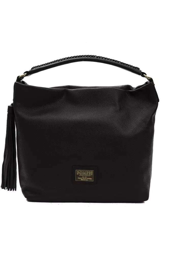 Pompei Donatella Black Leather Women's Shoulder Bag