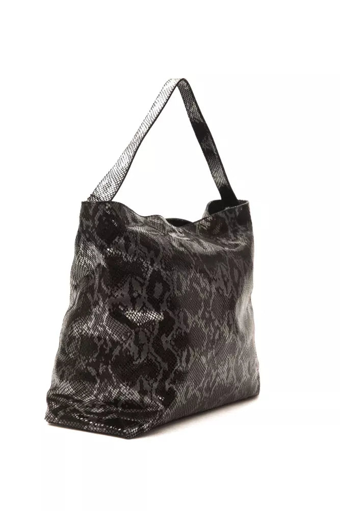 Pompei Donatella Grey Leather Women's Shoulder Bag