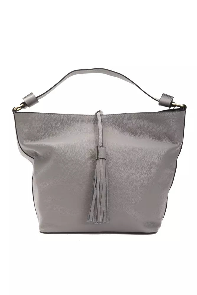 Pompei Donatella Grey Leather Women's Shoulder Bag