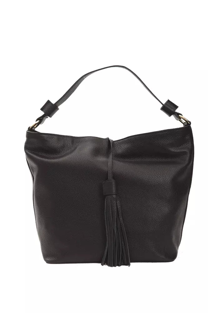 Pompei Donatella Black Leather Women's Shoulder Bag