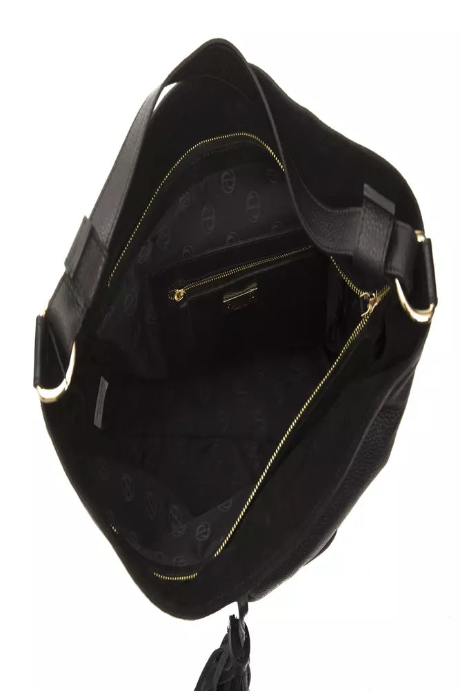 Pompei Donatella Black Leather Women's Shoulder Bag