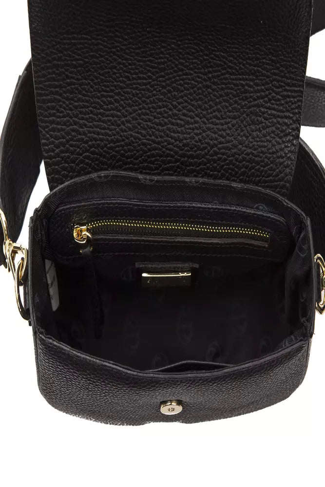 Pompei Donatella Black Leather Women's Crossbody Bag