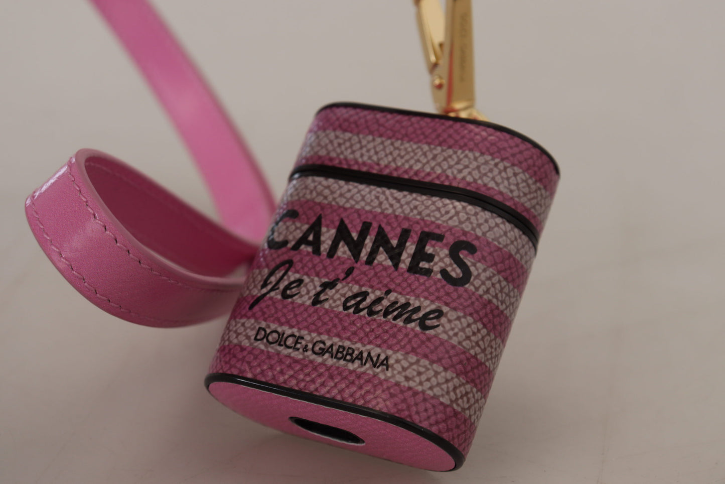 Dolce & Gabbana Schickes Leder-AirPods-Etui in Rosa