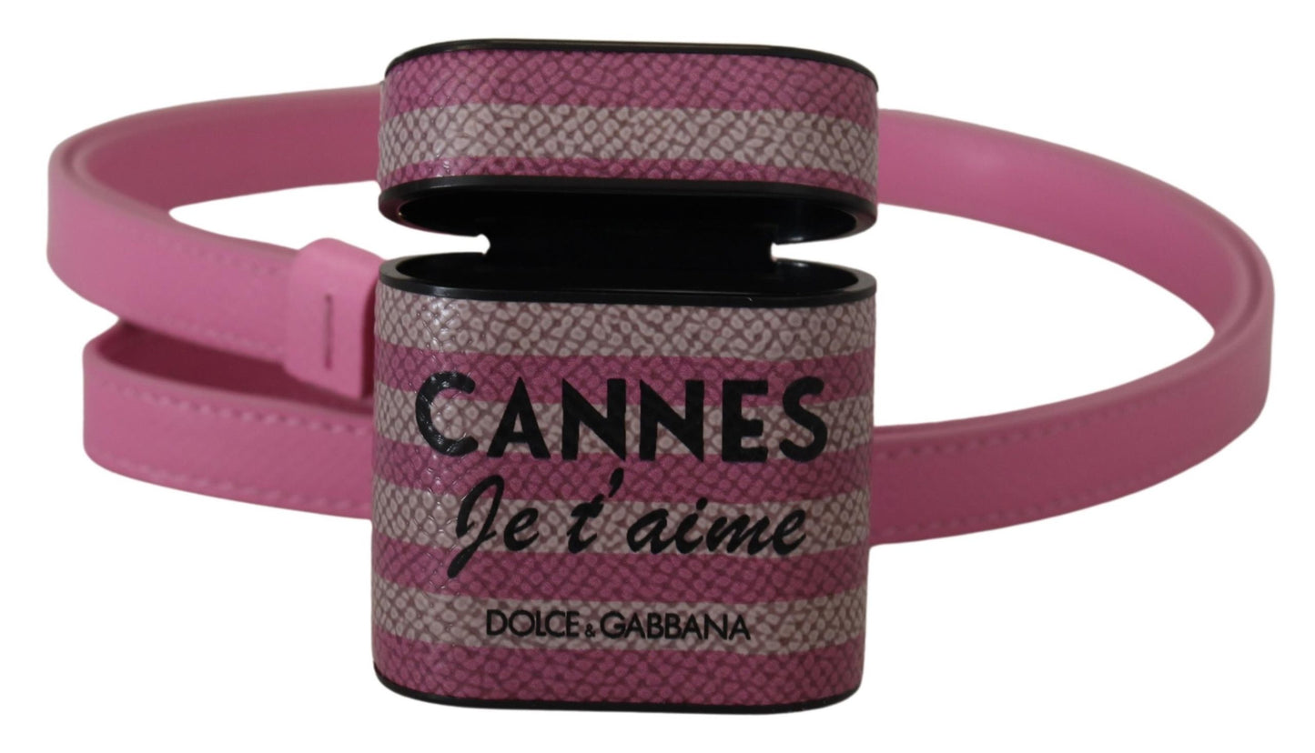 Dolce & Gabbana Schickes Leder-AirPods-Etui in Rosa