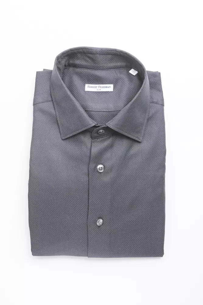 Robert Friedman Slim Blue Cotton Shirt for Men