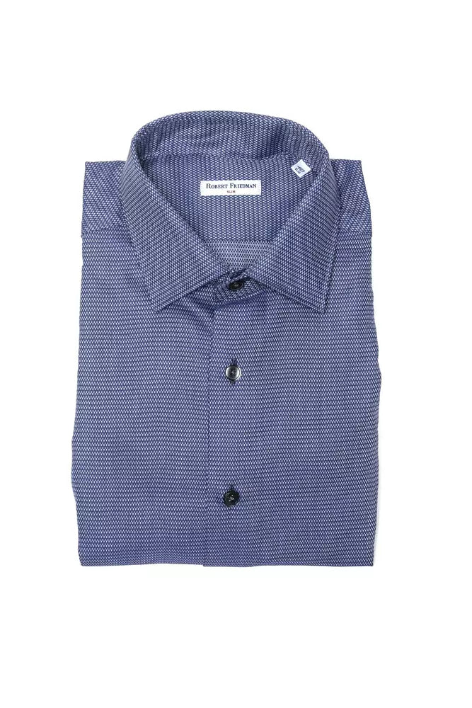 Robert Friedman Blue Cotton Shirt for Men