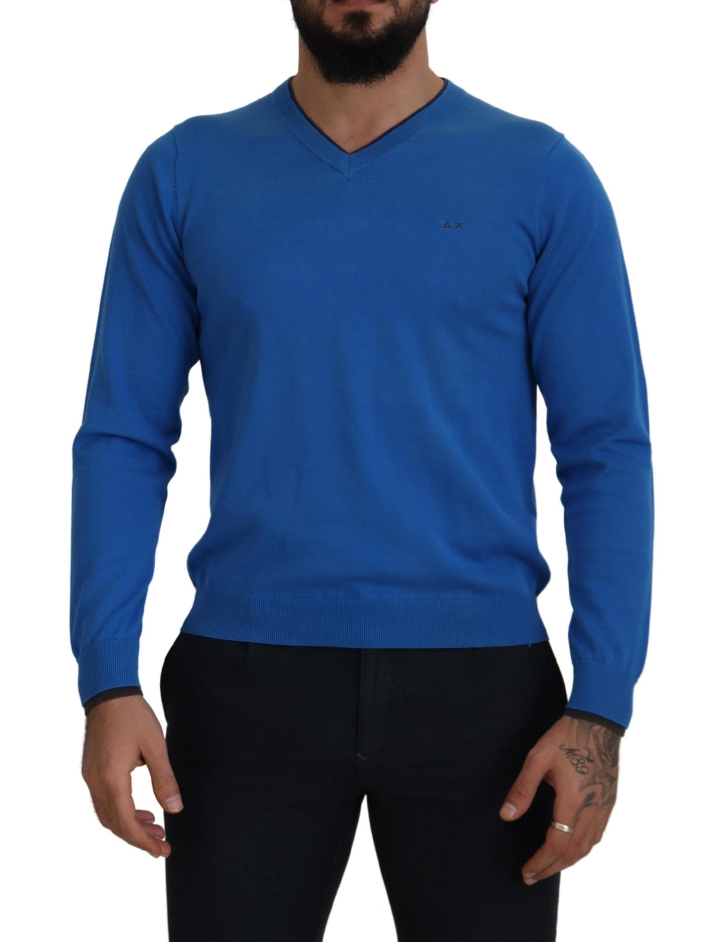 Sun68 Schicker blauer Pullover aus Baumwolle