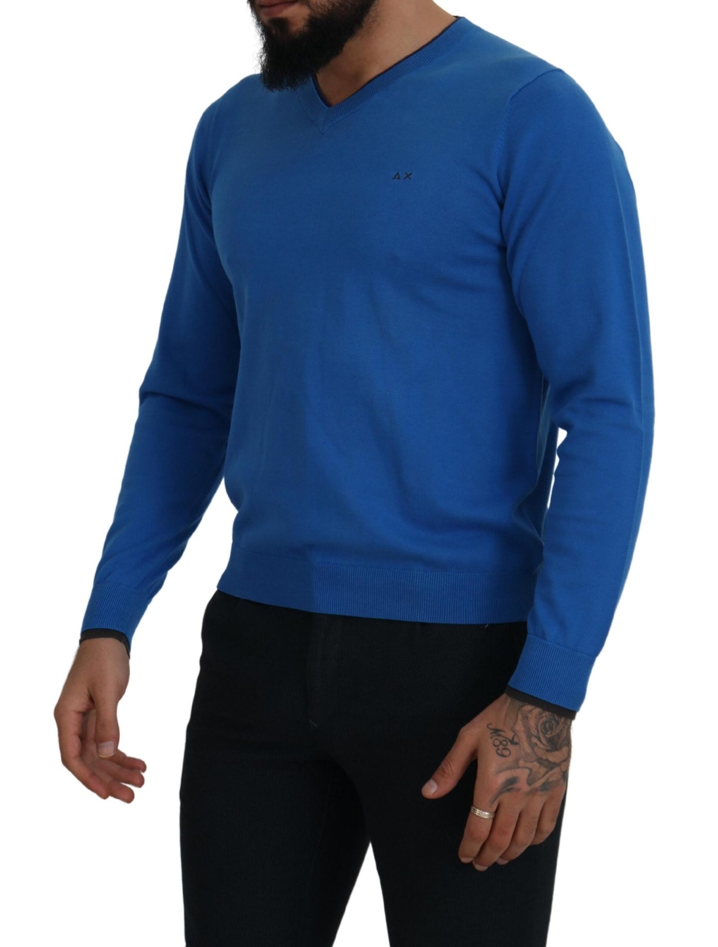 Sun68 Schicker blauer Pullover aus Baumwolle