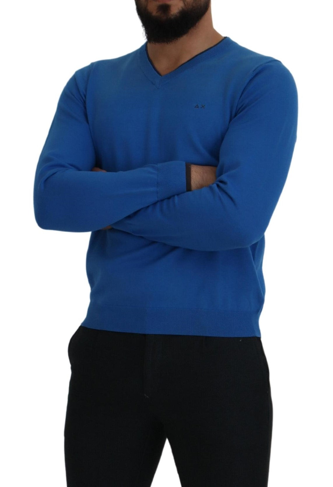 Sun68 Schicker blauer Pullover aus Baumwolle