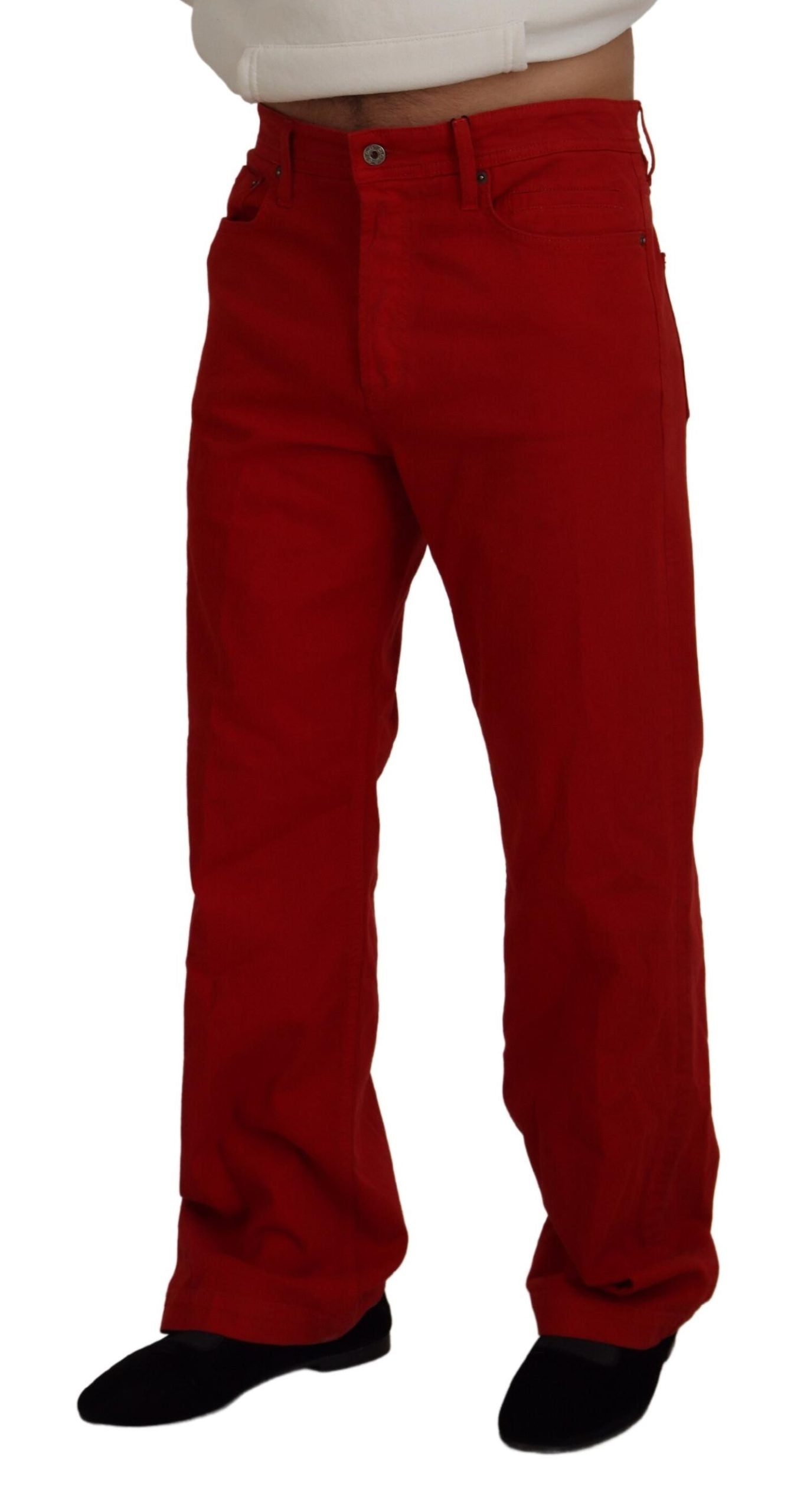 Dolce & Gabbana Schicke rote Baumwoll-Denim-Hose