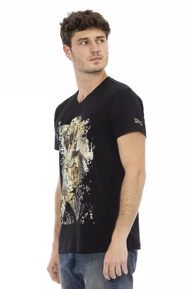 Trussardi Action Schwarzes Baumwolle Männer T-Shirt