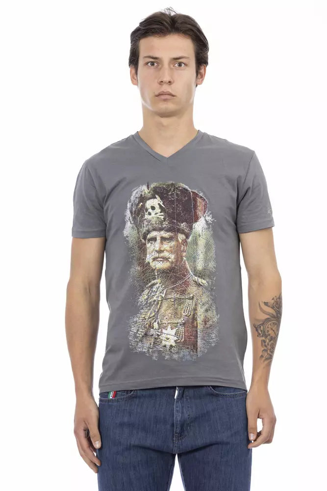 Trussardi Action Graues Baumwoll-T-Shirt für Herren