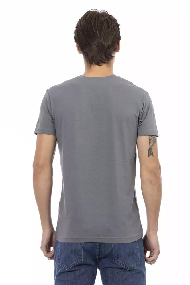 Trussardi Action Graues Baumwoll-T-Shirt für Herren