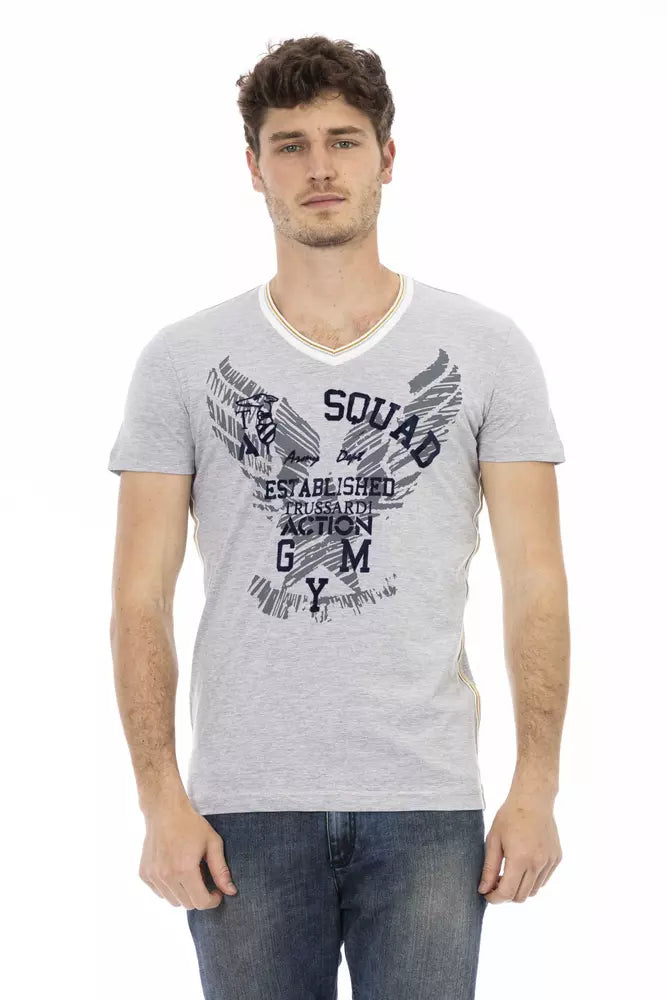 Trussardi Action Graues Baumwolle Männer T-Shirt