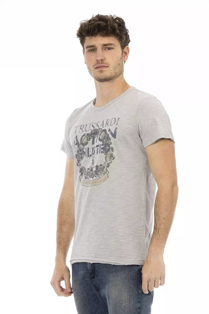 Trussardi Action Graues Baumwolle Männer T-Shirt