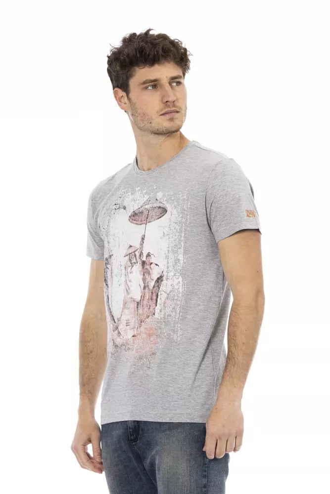 Trussardi Action Graues Baumwolle Männer T-Shirt