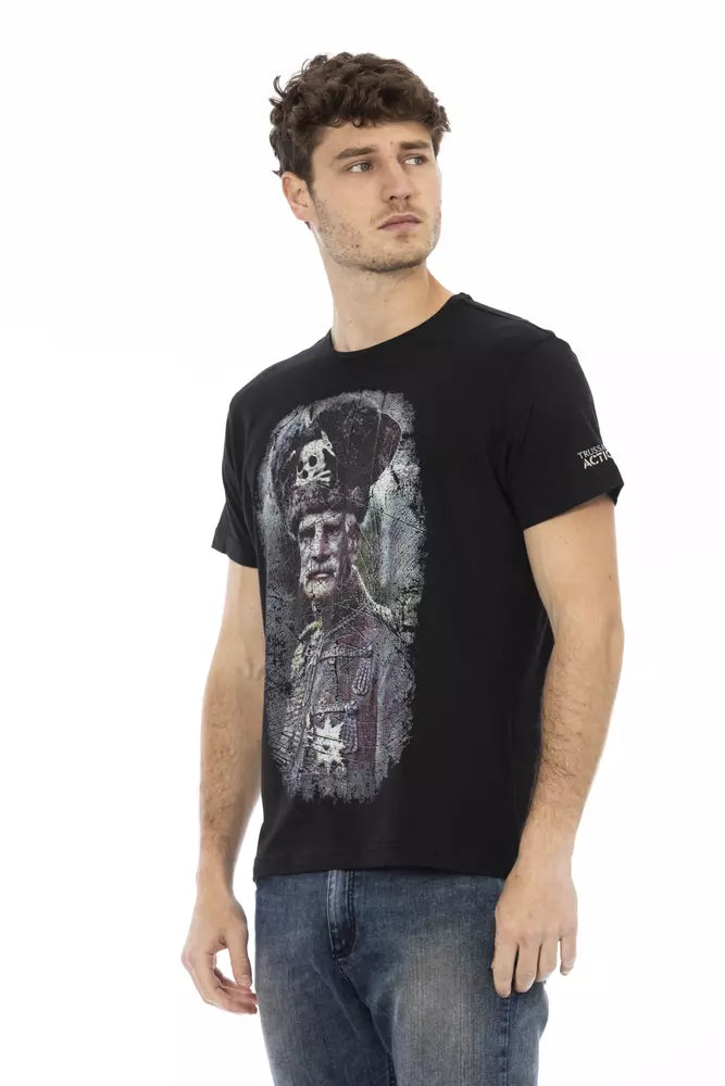 Trussardi Action Schwarzes Baumwolle Männer T-Shirt