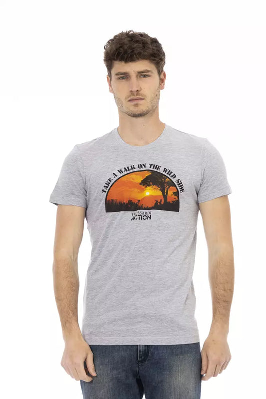 Trussardi Action Graues Baumwolle Männer T-Shirt