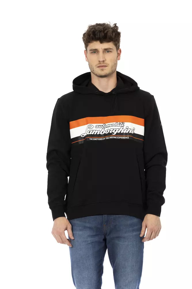 Automobili Lamborghini Men's Black Cotton Hooded Sweatshirt