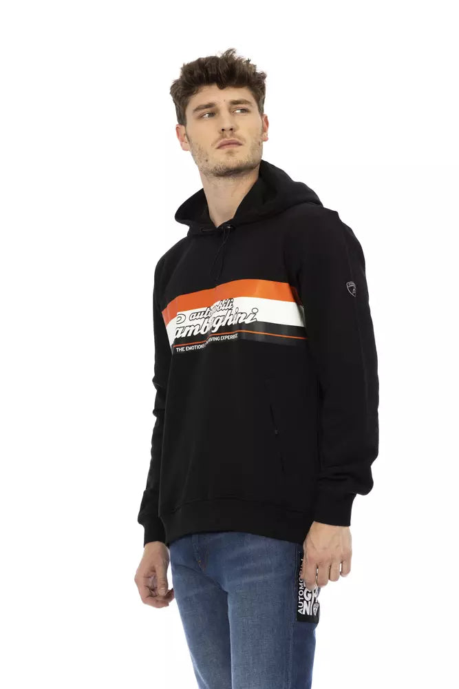 Automobili Lamborghini Men's Black Cotton Hooded Sweatshirt