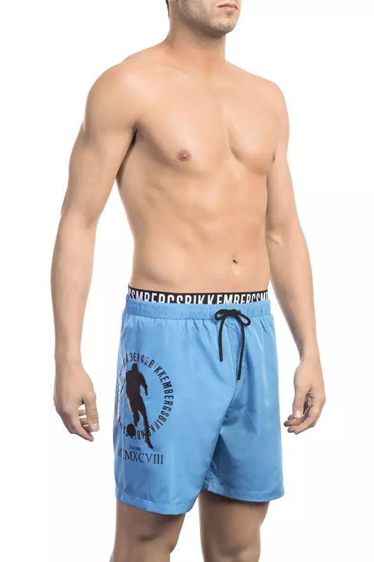 Bikkembergs Light Blue Polyester Men's Swim Shorts