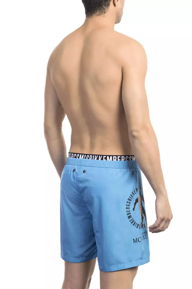 Bikkembergs Light Blue Polyester Men's Swim Shorts