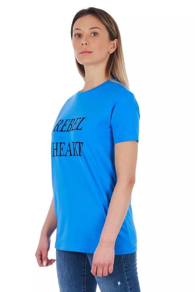 Frankie Morello Light Blue Cotton T-Shirt for Women