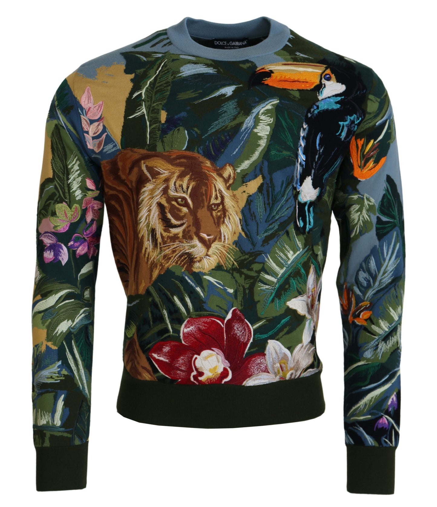 Dolce & Gabbana Dschungel-Pullover mit Woll-Seiden-Stickerei